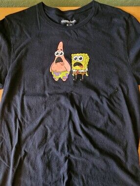 Nickelodeon Spongebob Graphic Black Short Sleeve Top Size Medium